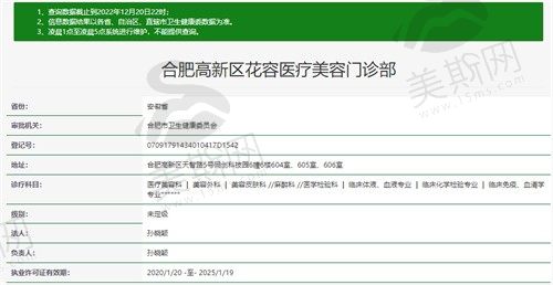合肥花容医疗美容门诊部卫健委资质