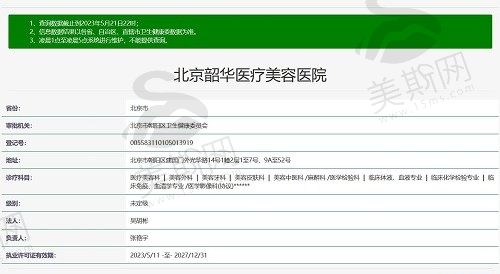 北京韶华医疗美容医院 资质