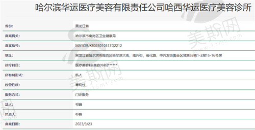 哈尔滨华运医疗美容诊所资质