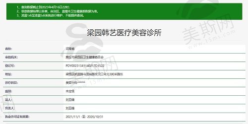 商丘梁园韩艺医疗美容诊所资质