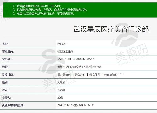 武汉星辰医疗美容门诊部资质