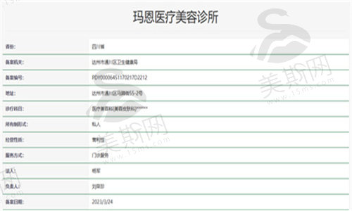 达州玛恩医疗美容诊所资质