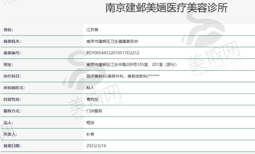 南京建邺美婳医疗美容诊所资质