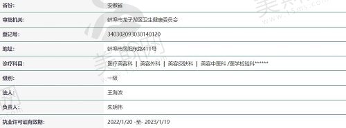 蚌埠国色整形美容医院执照