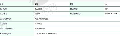 京萨医生执照