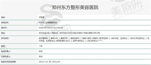 郑州东方整形美容医院资质