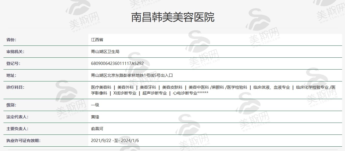 南昌韩美美容医院资质