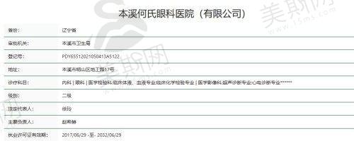 本溪何氏眼科医院诊疗项目